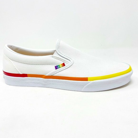 Vans Shoes - Vans Classic Slip On (Rainbow Foxing) True White LGBTQ Pride Womens Casual Shoes